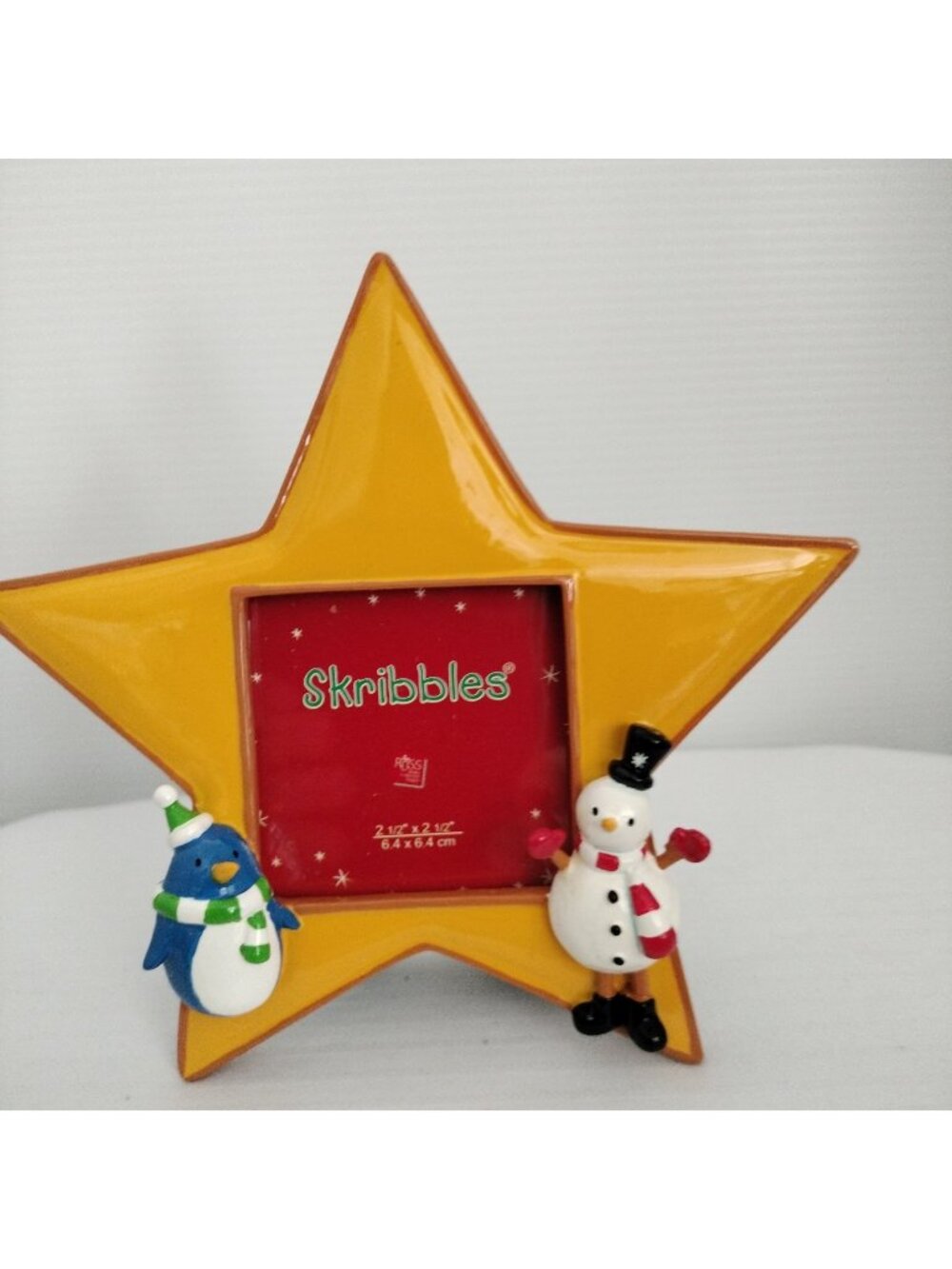 Scribbles Pinguin & Snowman 2"1/2X 2"1/2 Phoornament Brand New In Box